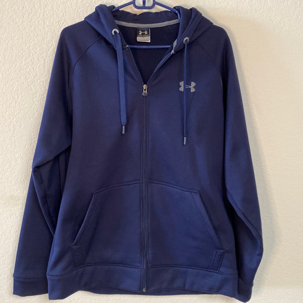 Under Armour Zip front, Navy blue sweatshirt. Never worn, like new condition.